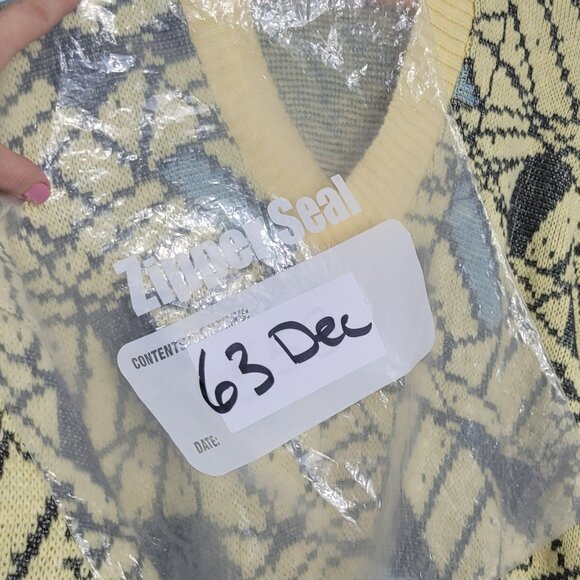 Prince Bellini Vintage Knit Preppy Yellow Gray Cotton Blend Cottagecore Sweater - Picture 13 of 13